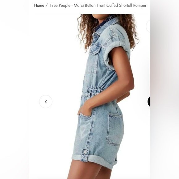 We The Free by Free People - “Marci” Denim Romper - Picture 1 of 6